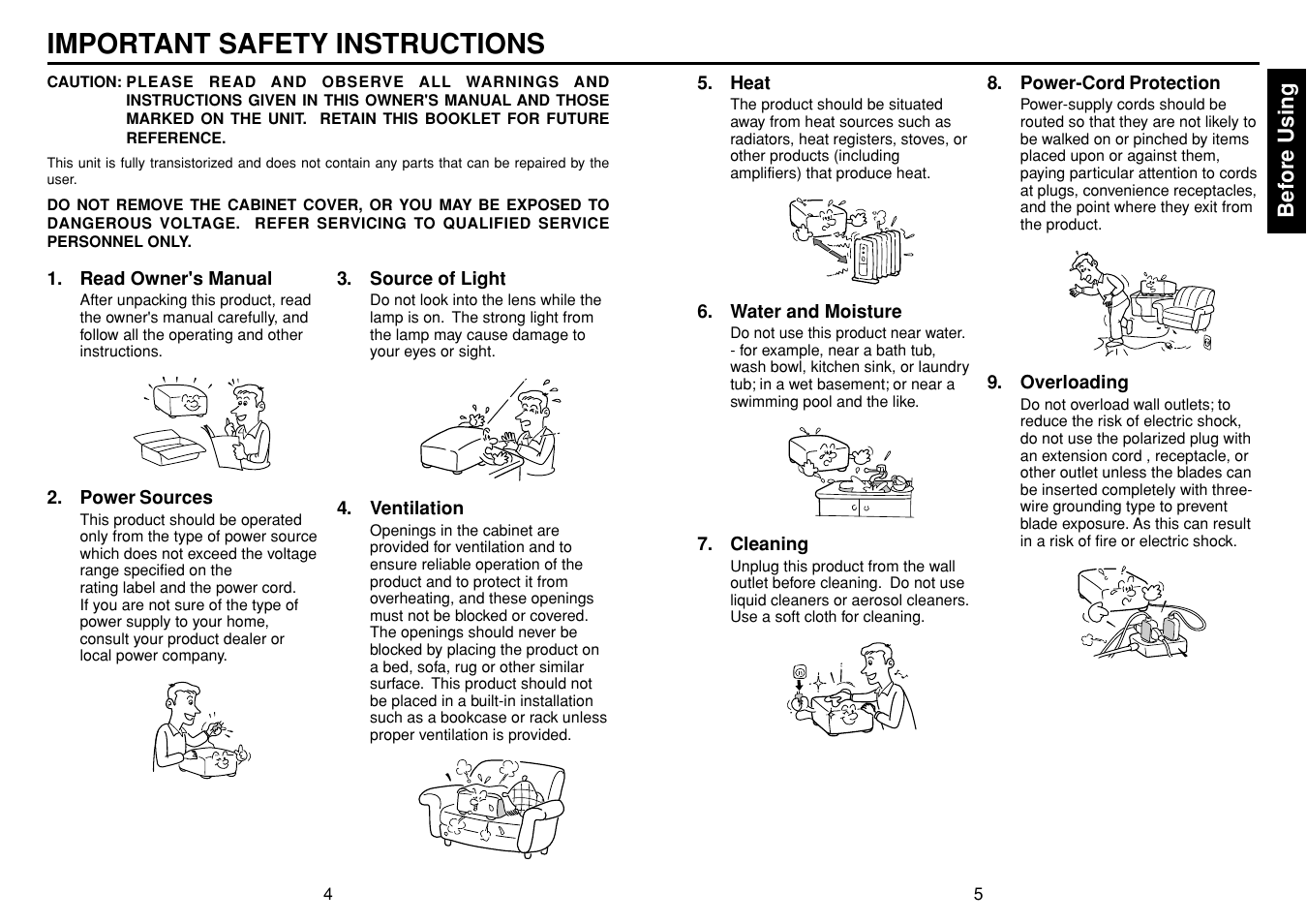 Important safety instructions | Toshiba TLF-XD2000 User Manual | Page 3 / 28