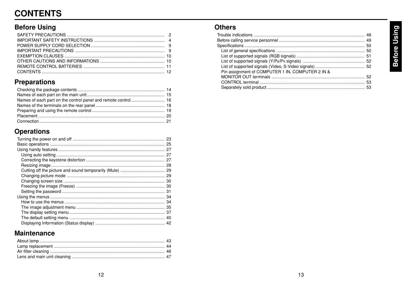 Toshiba TLF-XD2000 User Manual | Page 7 / 28