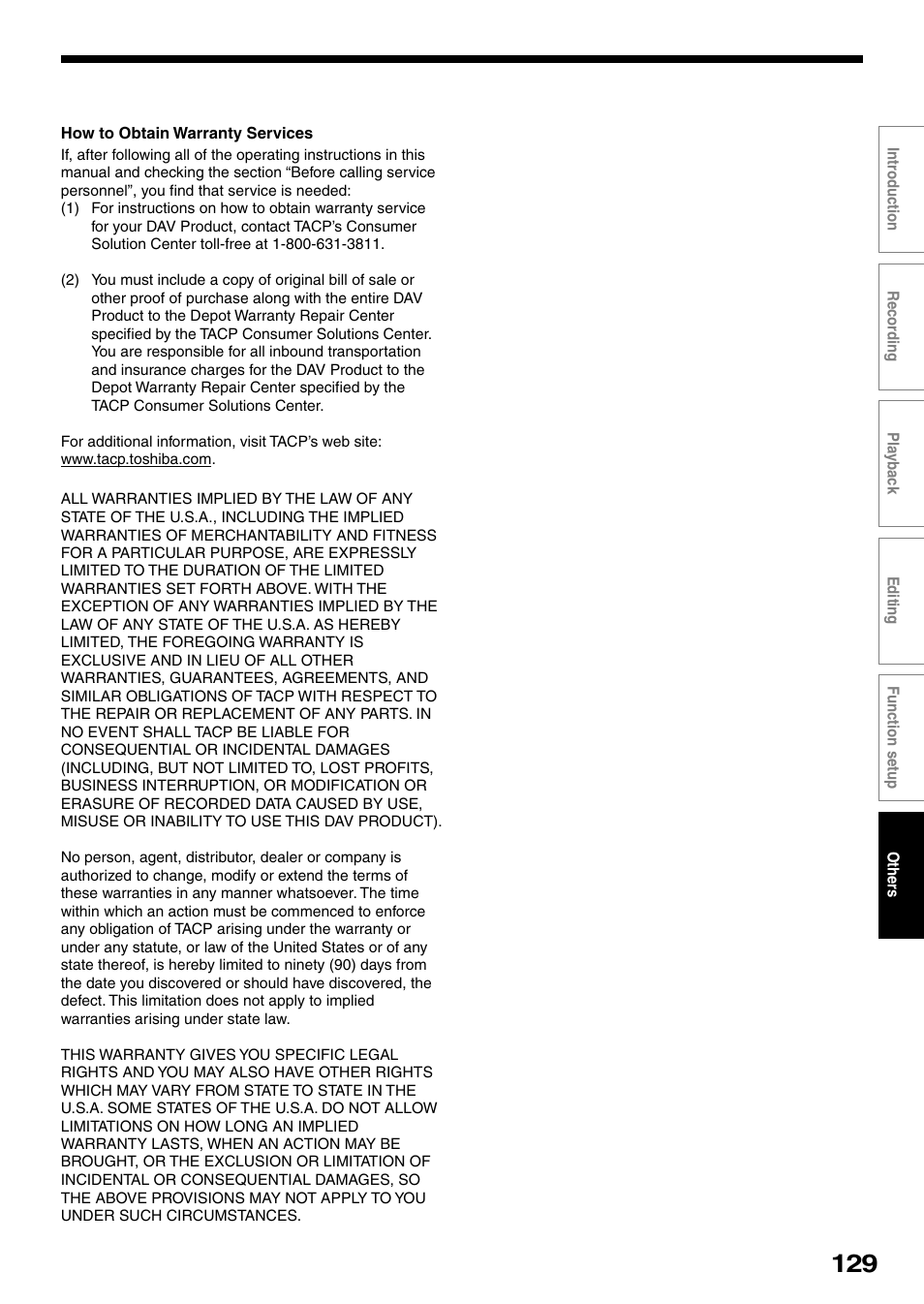 Toshiba DVd Video Recorder D-R4SU User Manual | Page 129 / 131