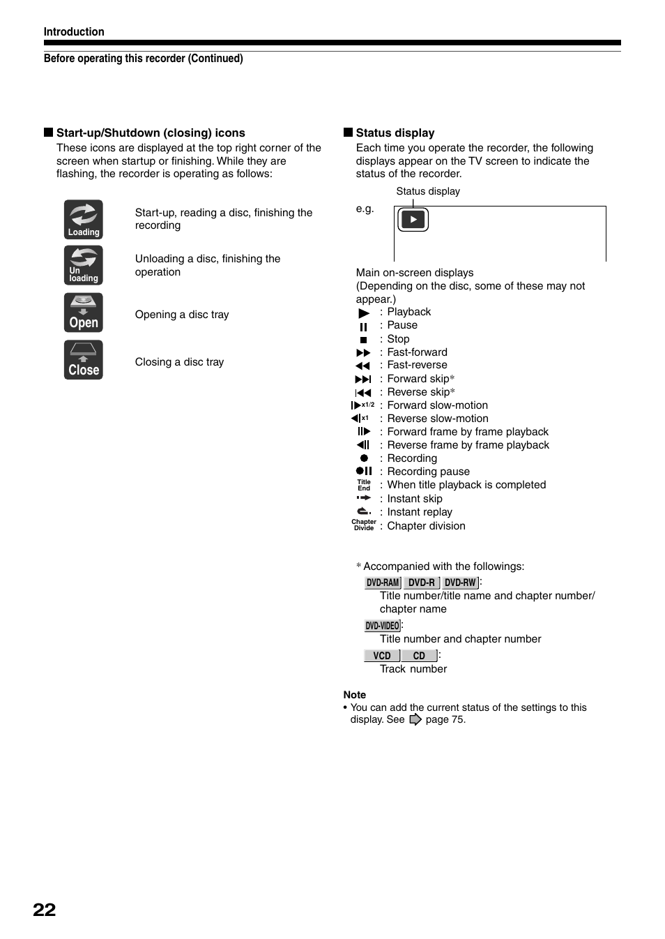 Open, Close | Toshiba DVd Video Recorder D-R4SU User Manual | Page 22 / 131