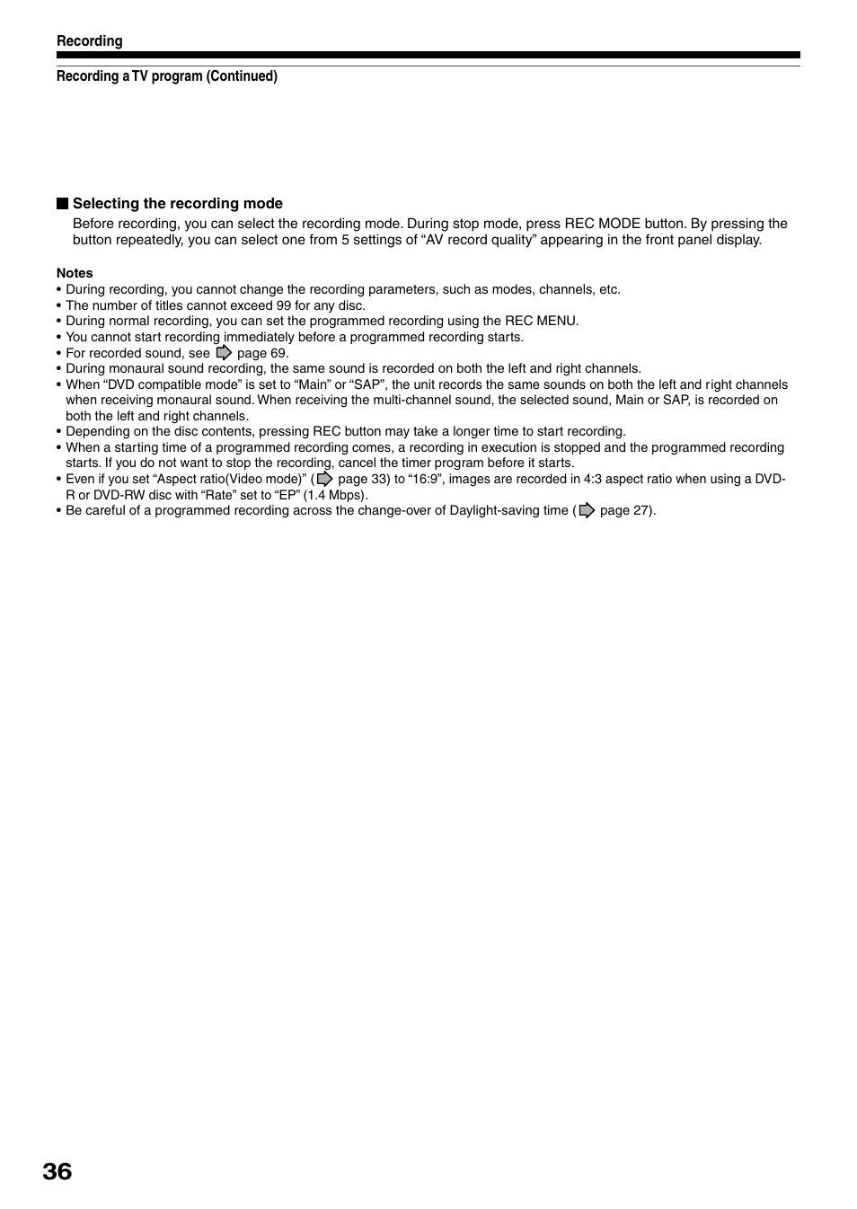 Toshiba DVd Video Recorder D-R4SU User Manual | Page 36 / 131