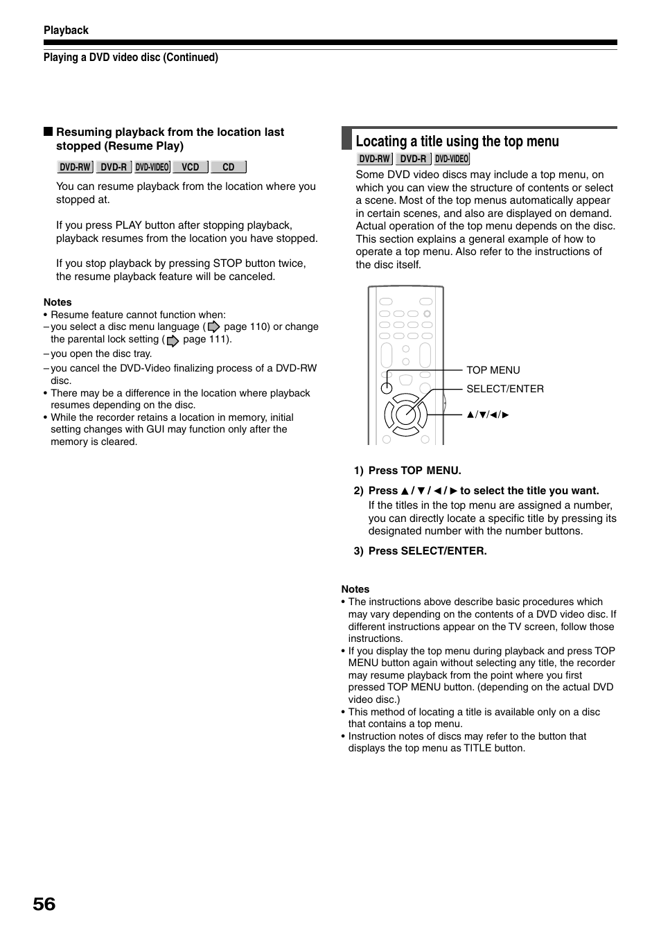 Locating a title using the top menu | Toshiba DVd Video Recorder D-R4SU User Manual | Page 56 / 131