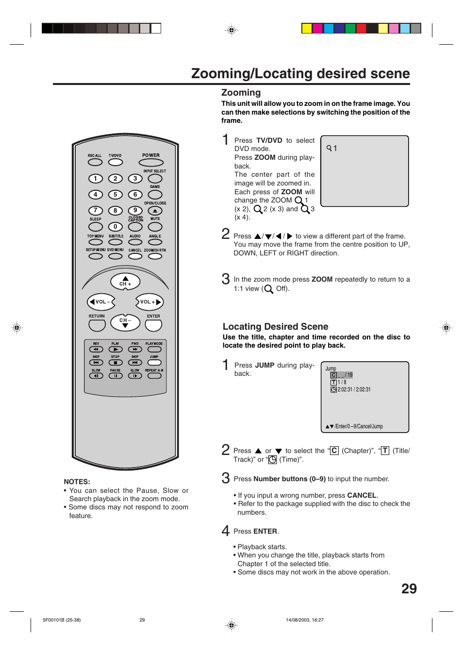 Advanced function, Zooming/locating desired scene, Zooming | Locating desired scene | Toshiba MD20FN1/R User Manual | Page 29 / 48