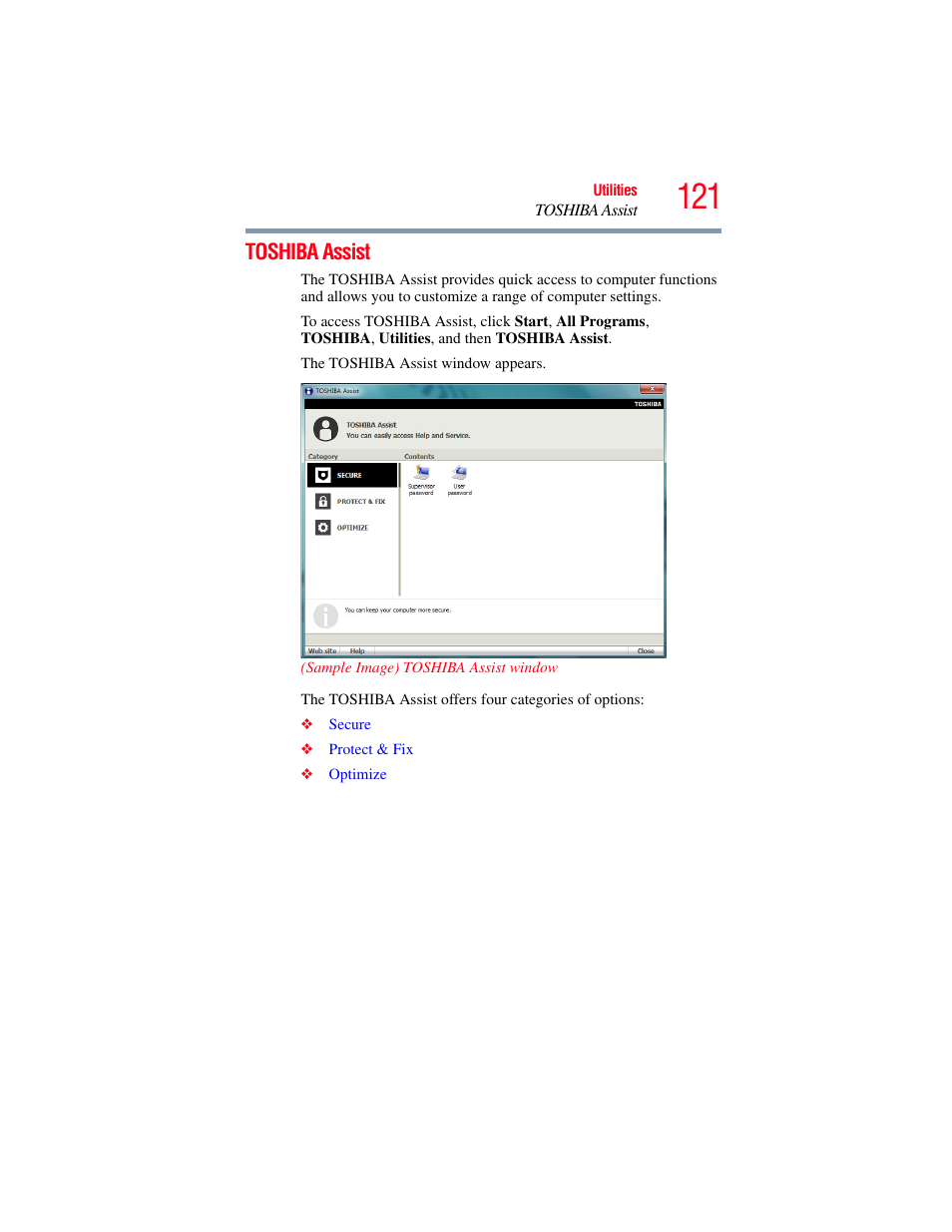 Toshiba assist | Toshiba NB250 User Manual | Page 121 / 197