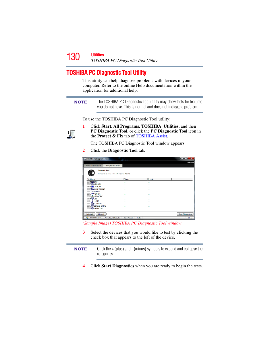 Toshiba pc diagnostic tool utility | Toshiba NB250 User Manual | Page 130 / 197