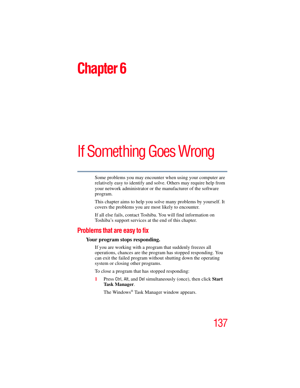 Chapter 6: if something goes wrong, Problems that are easy to fix, Shiba, see | If something, If something goes wrong, Chapter 6 | Toshiba NB250 User Manual | Page 137 / 197