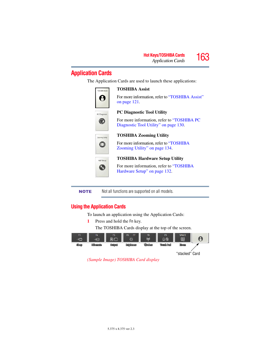 Application cards, Using the application cards | Toshiba NB250 User Manual | Page 163 / 197