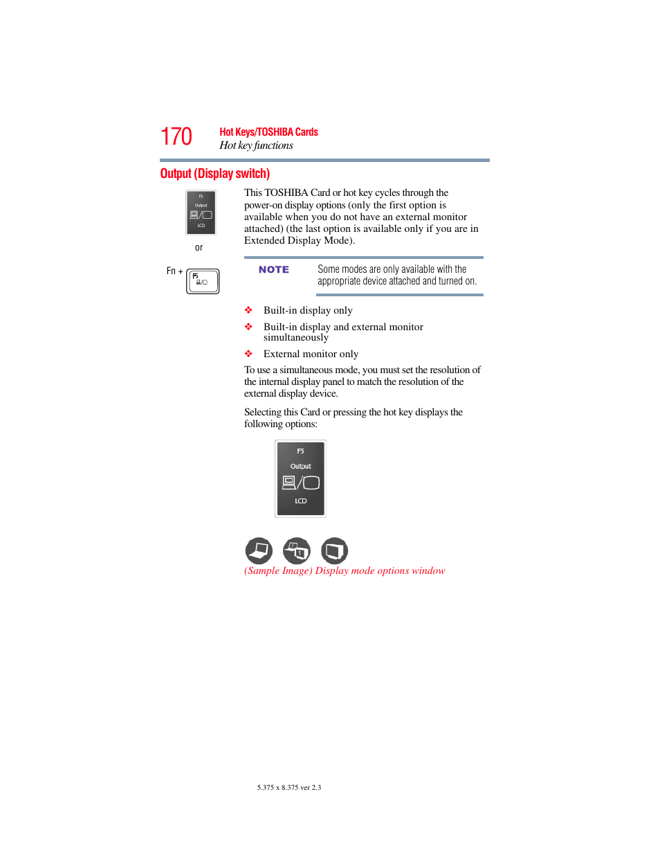 Output (display switch) | Toshiba NB250 User Manual | Page 170 / 197