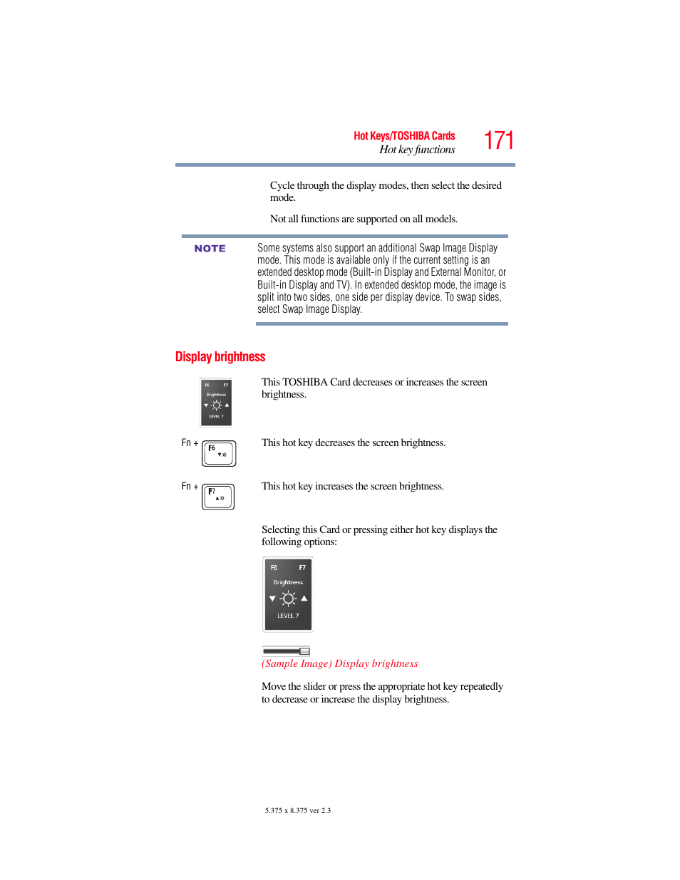 Display brightness | Toshiba NB250 User Manual | Page 171 / 197