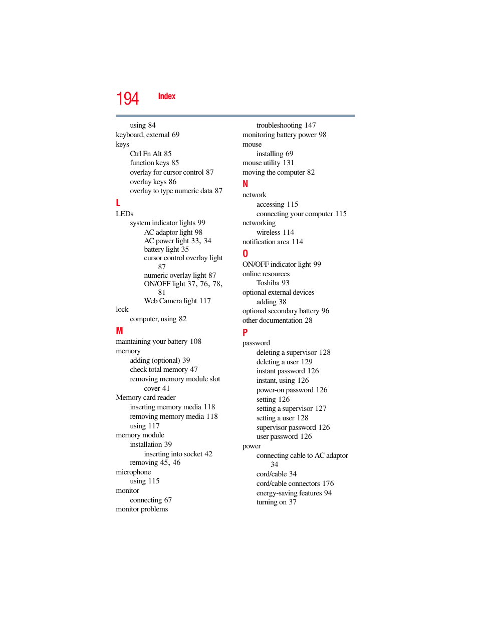 Toshiba NB250 User Manual | Page 194 / 197