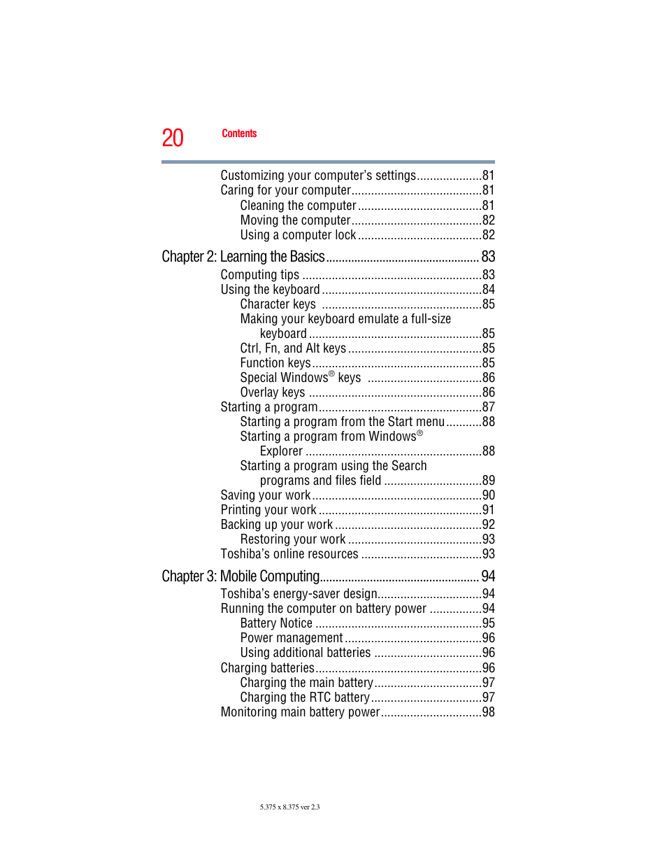 Toshiba NB250 User Manual | Page 20 / 197