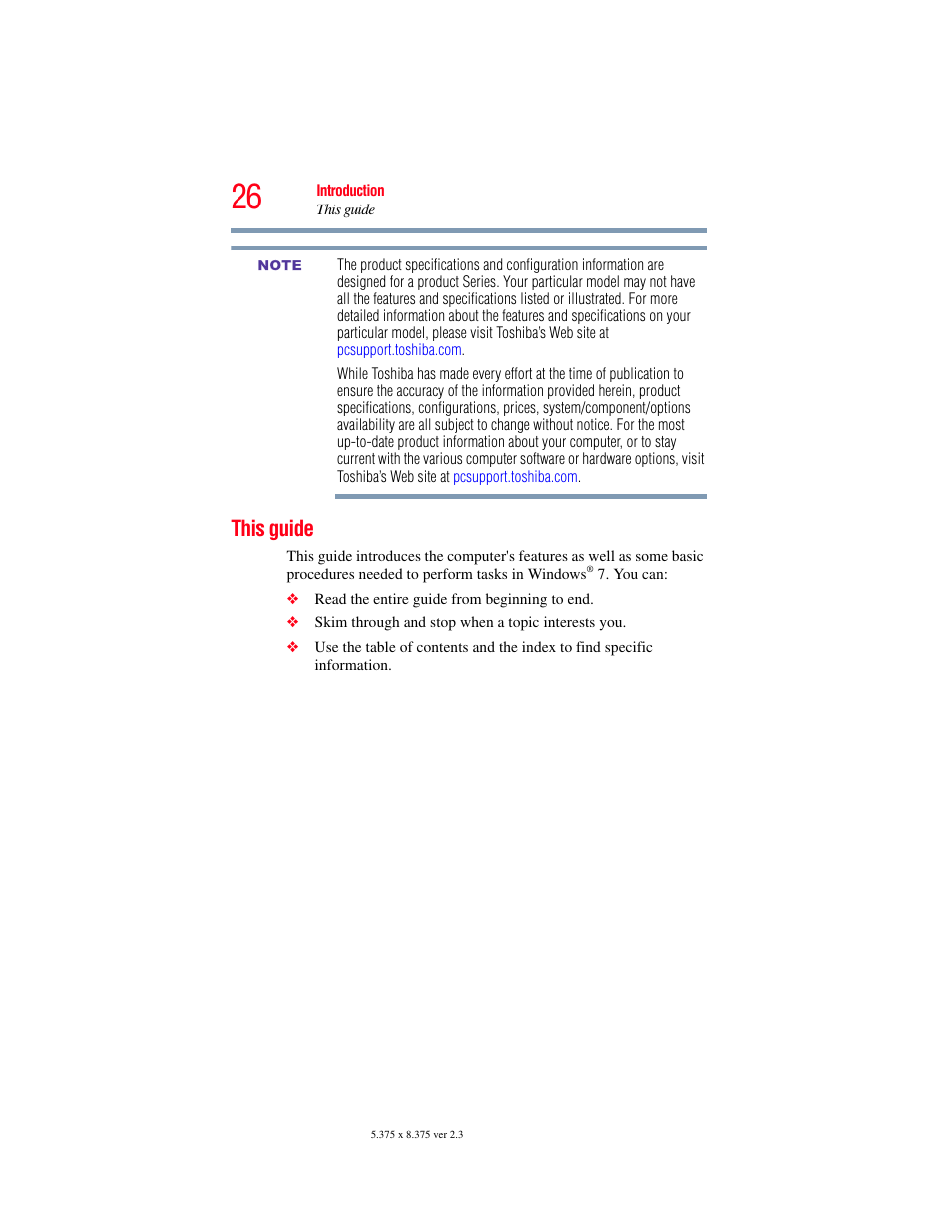 This guide | Toshiba NB250 User Manual | Page 26 / 197