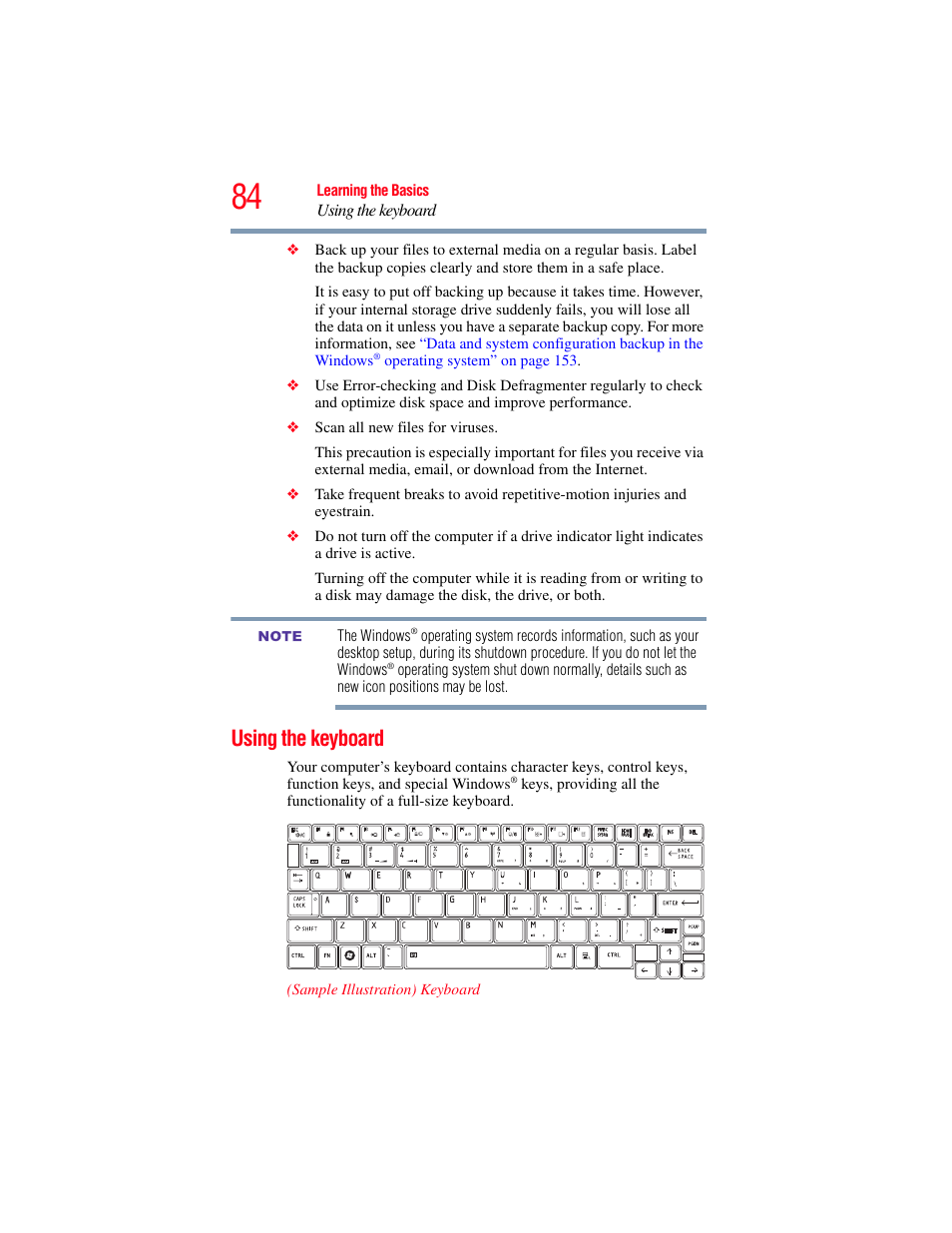 Using the keyboard | Toshiba NB250 User Manual | Page 84 / 197