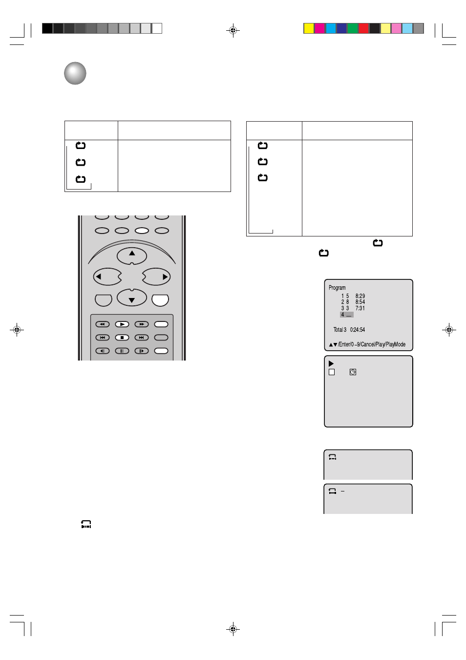 Repeat,random and program playback/repeat a-b, Repeat, random and program playback/repeat a-b, Repeat a-b | Program menu | Toshiba MD19N3 User Manual | Page 29 / 47