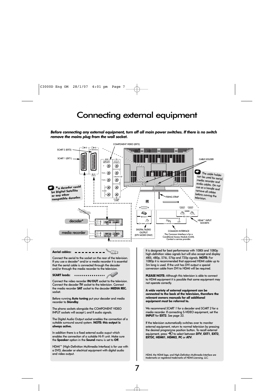 Connecting external equipment | Toshiba 32 60cm User Manual | Page 5 / 40