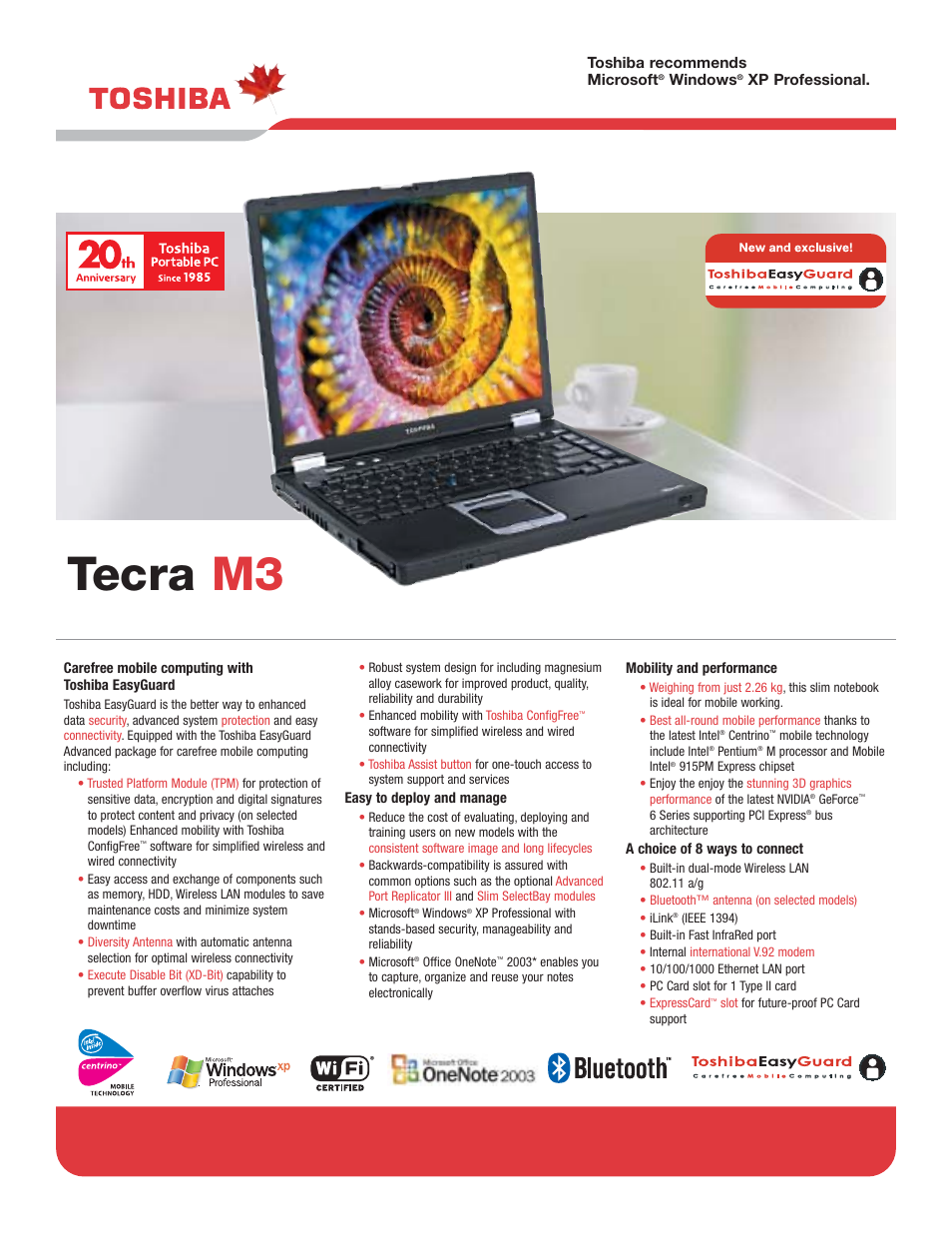 Toshiba Tecra M3 User Manual | 2 pages