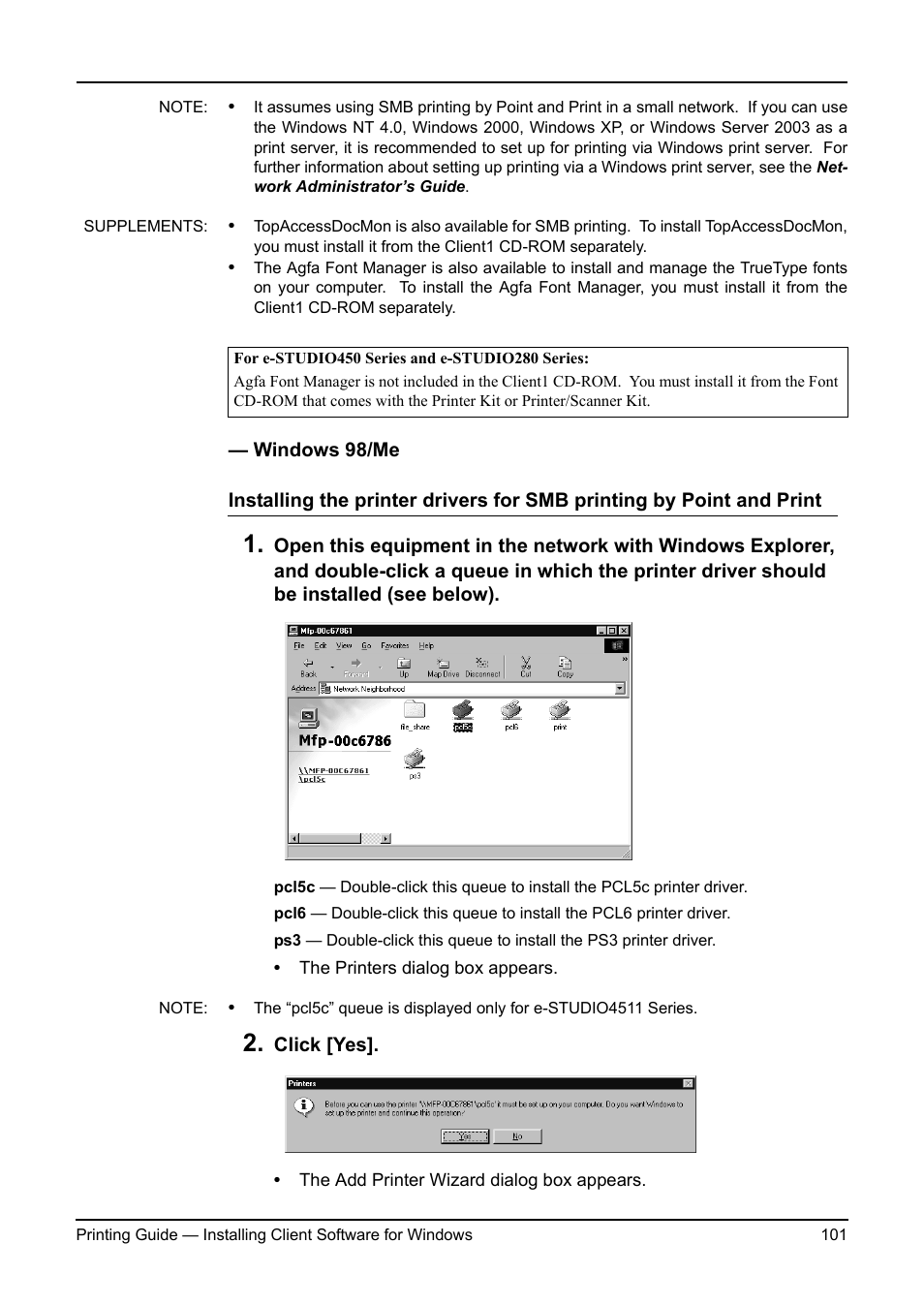 Windows 98/me, P.101 "windows 98/me | Toshiba ESTUDIO 3511 User Manual | Page 101 / 382