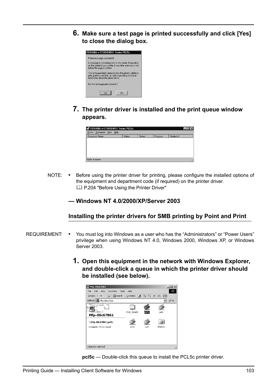 Windows nt 4.0/2000/xp/server 2003, P.103 "windows nt 4.0/2000/xp/server 2003 | Toshiba ESTUDIO 3511 User Manual | Page 103 / 382