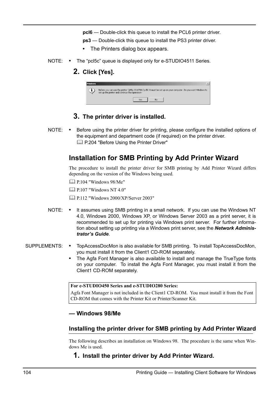 Windows 98/me | Toshiba ESTUDIO 3511 User Manual | Page 104 / 382