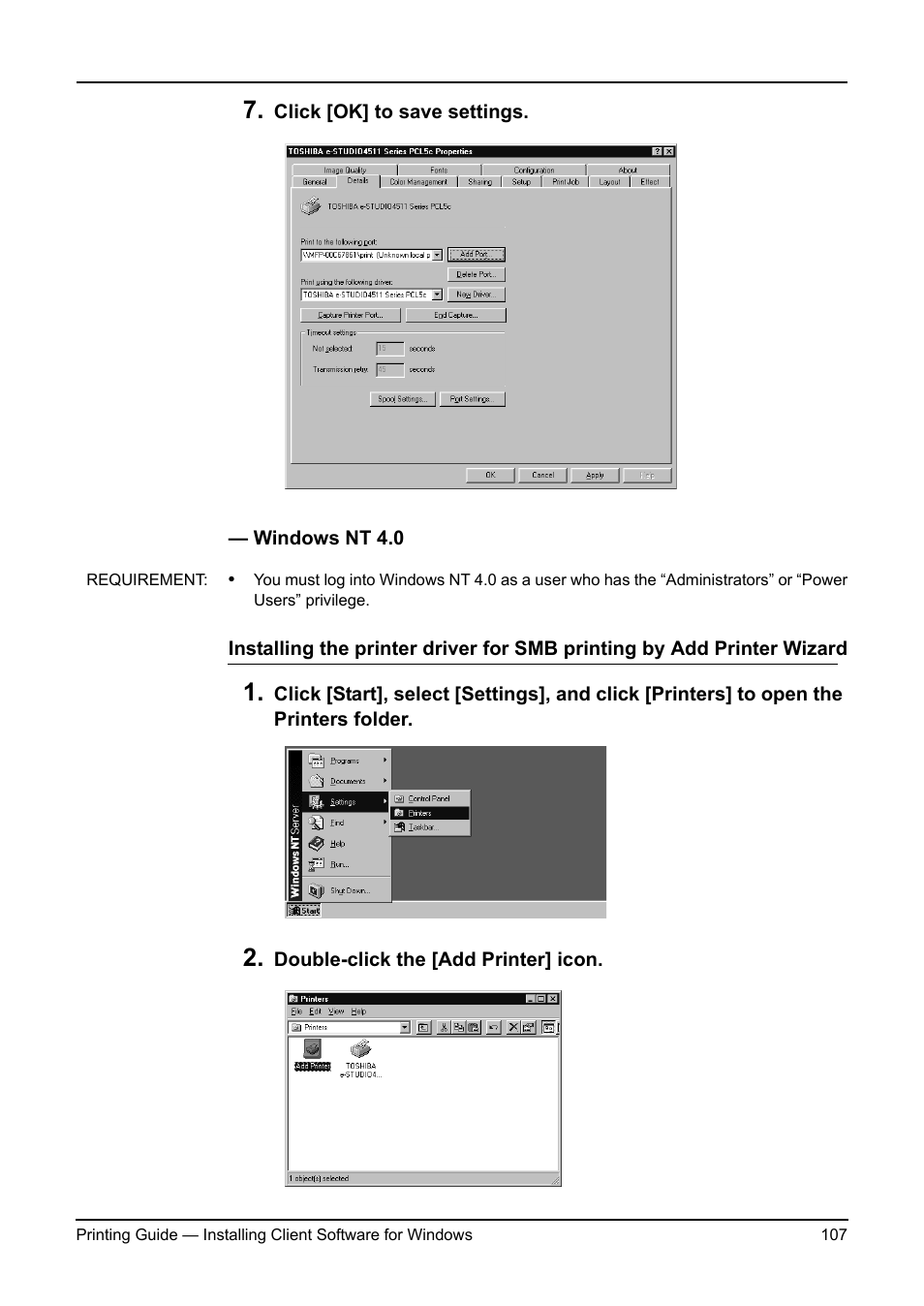 Windows nt 4.0, P.107 "windows nt 4.0 | Toshiba ESTUDIO 3511 User Manual | Page 107 / 382