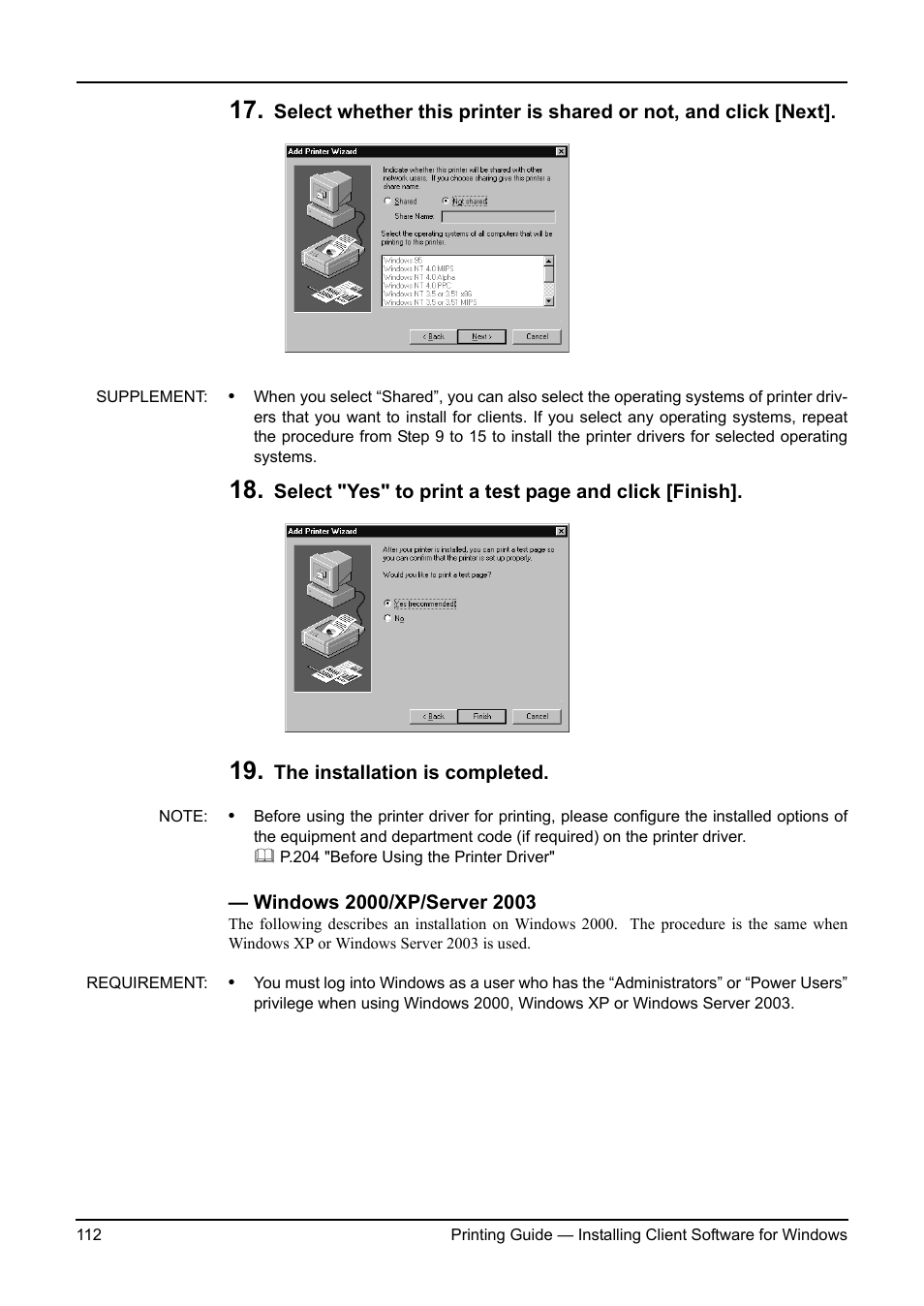 Windows 2000/xp/server 2003, P.112 "windows 2000/xp/server 2003 | Toshiba ESTUDIO 3511 User Manual | Page 112 / 382