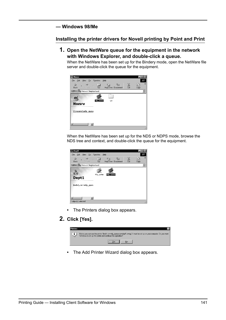 Windows 98/me, P.141 "windows 98/me | Toshiba ESTUDIO 3511 User Manual | Page 141 / 382
