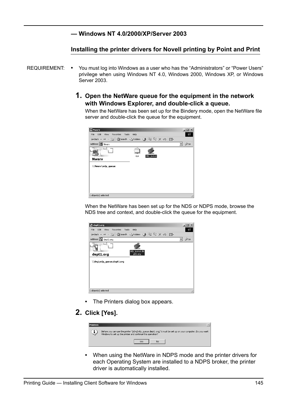 Windows nt 4.0/2000/xp/server 2003, P.145 "windows nt 4.0/2000/xp/server 2003 | Toshiba ESTUDIO 3511 User Manual | Page 145 / 382
