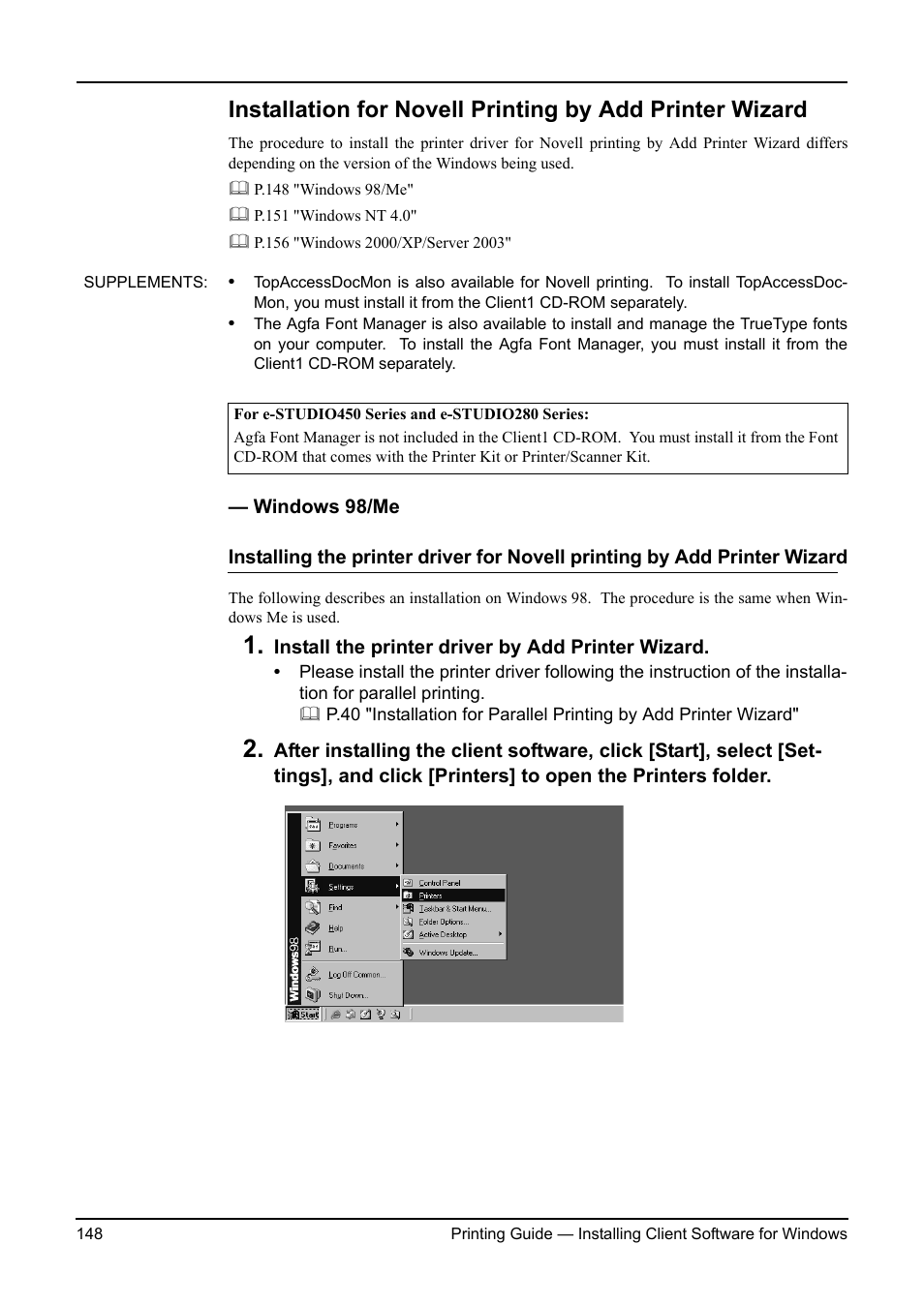 Windows 98/me | Toshiba ESTUDIO 3511 User Manual | Page 148 / 382