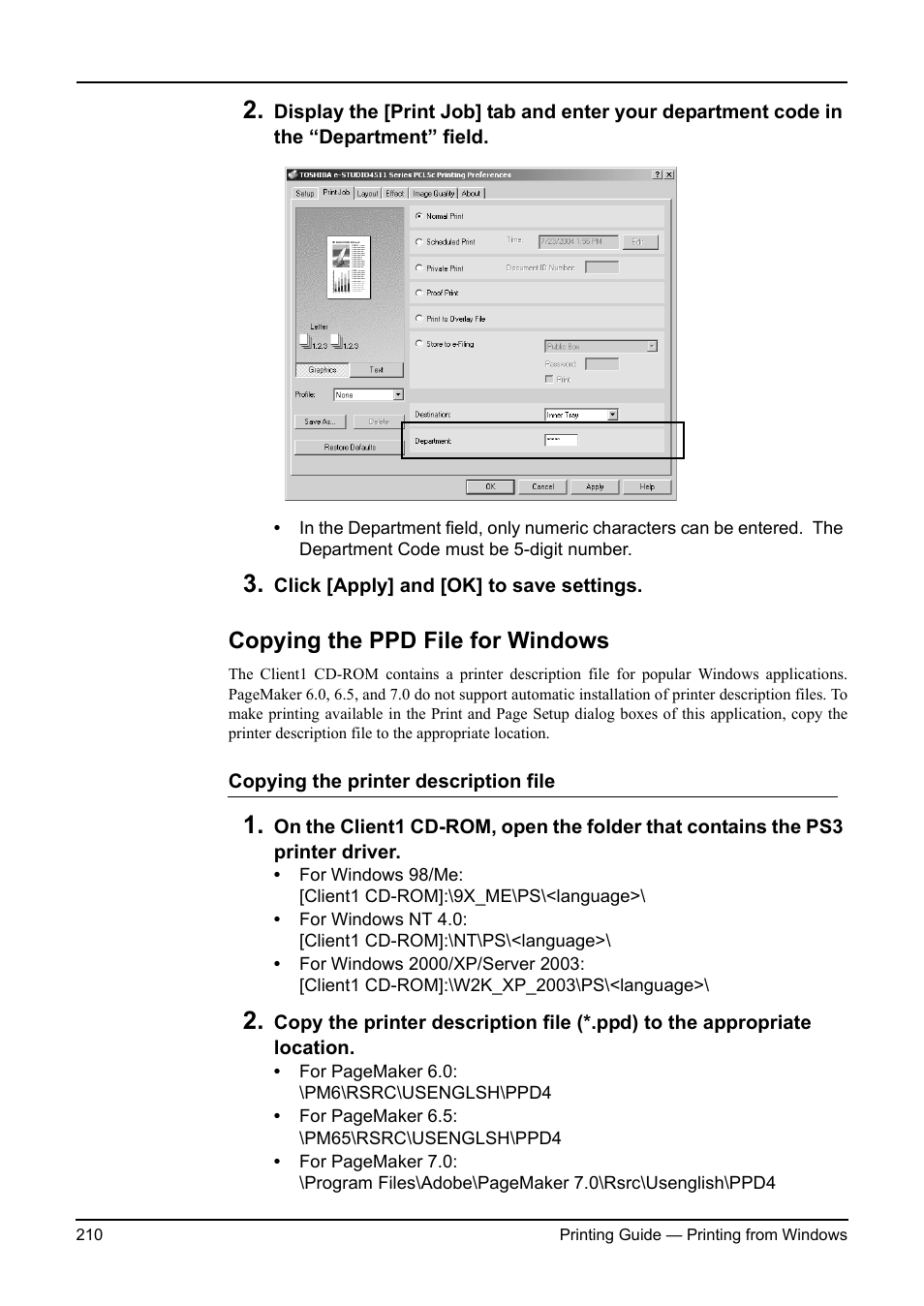Copying the ppd file for windows | Toshiba ESTUDIO 3511 User Manual | Page 210 / 382