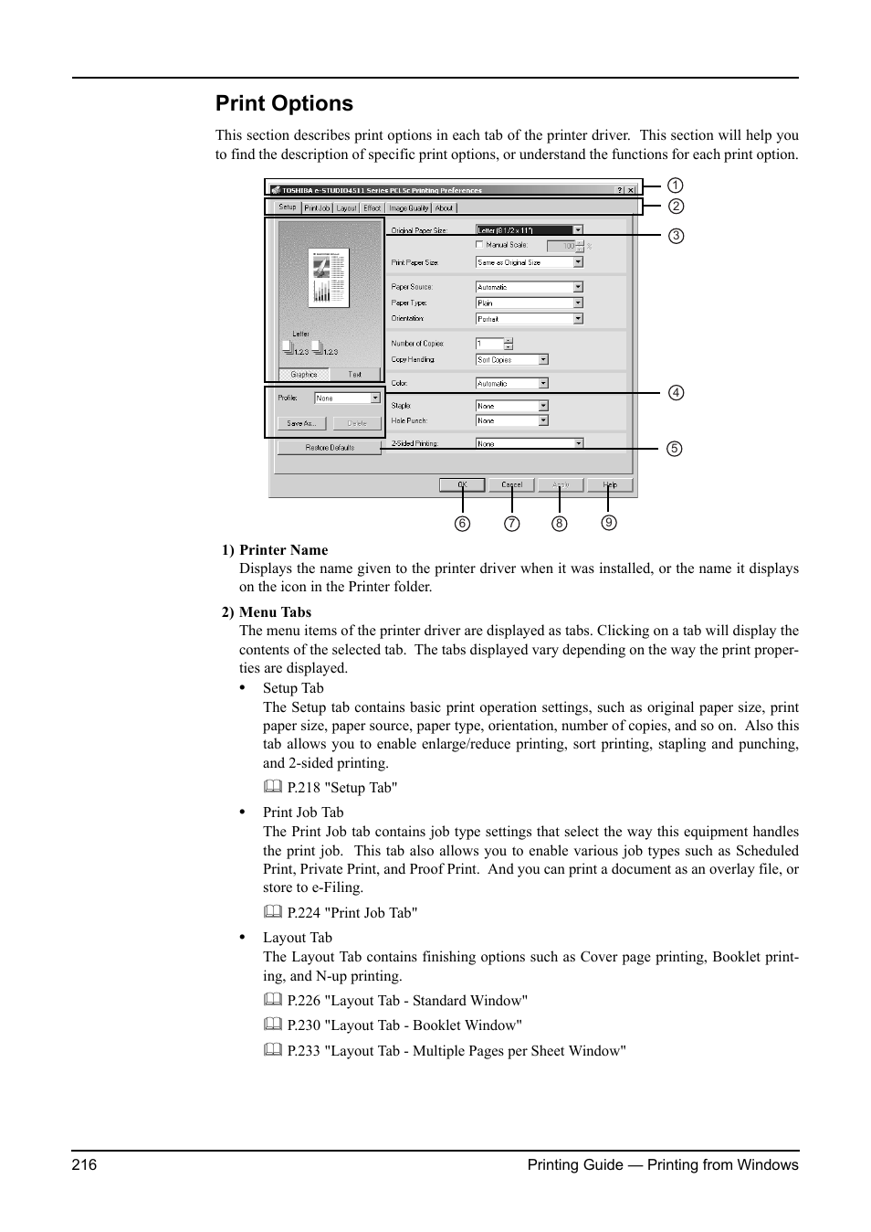 Print options, P.216 "print options | Toshiba ESTUDIO 3511 User Manual | Page 216 / 382