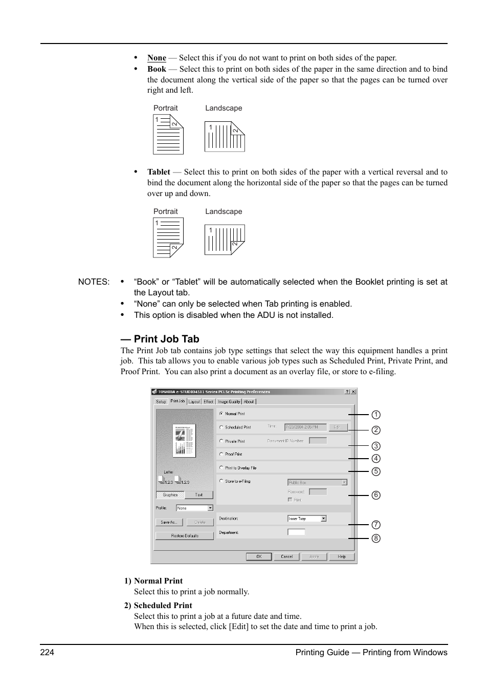 Print job tab, P.224 "print job tab | Toshiba ESTUDIO 3511 User Manual | Page 224 / 382