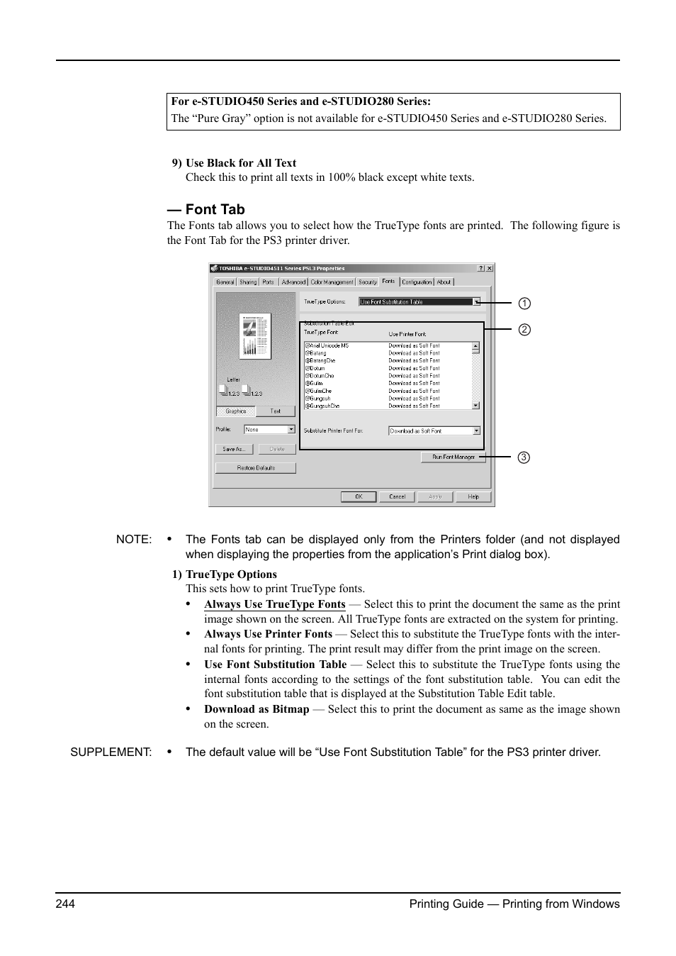 Font tab, P.244 "font tab | Toshiba ESTUDIO 3511 User Manual | Page 244 / 382