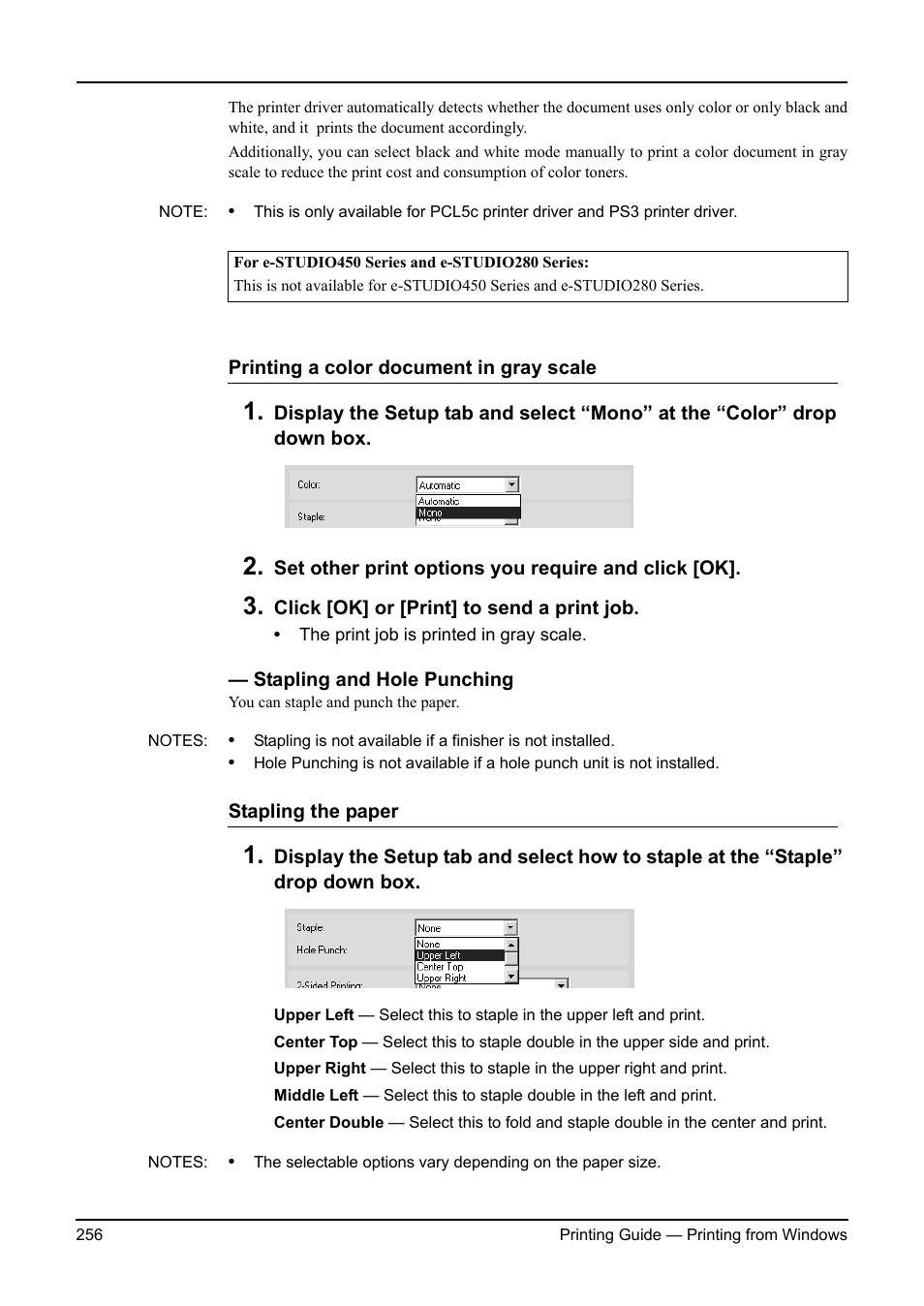 Stapling and hole punching | Toshiba ESTUDIO 3511 User Manual | Page 256 / 382