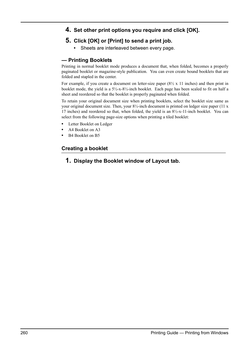 Printing booklets, P.260 "printing booklets | Toshiba ESTUDIO 3511 User Manual | Page 260 / 382