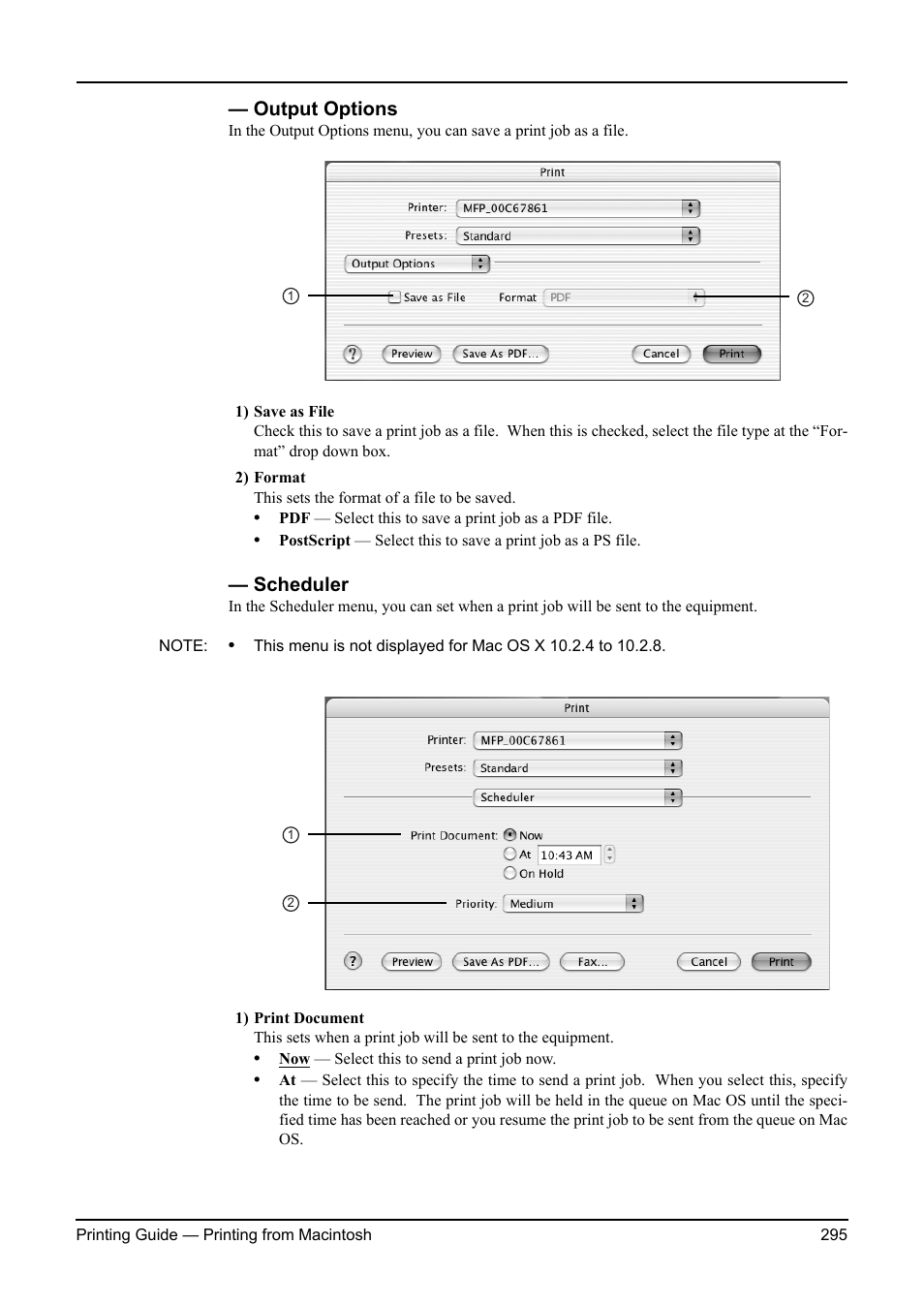 Output options, Scheduler, Output options scheduler | Toshiba ESTUDIO 3511 User Manual | Page 295 / 382