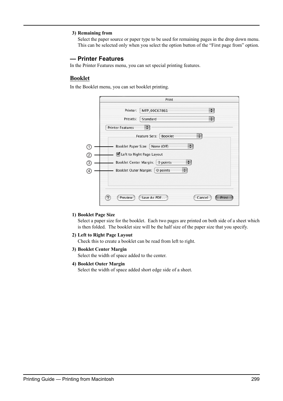 Printer features, Booklet | Toshiba ESTUDIO 3511 User Manual | Page 299 / 382