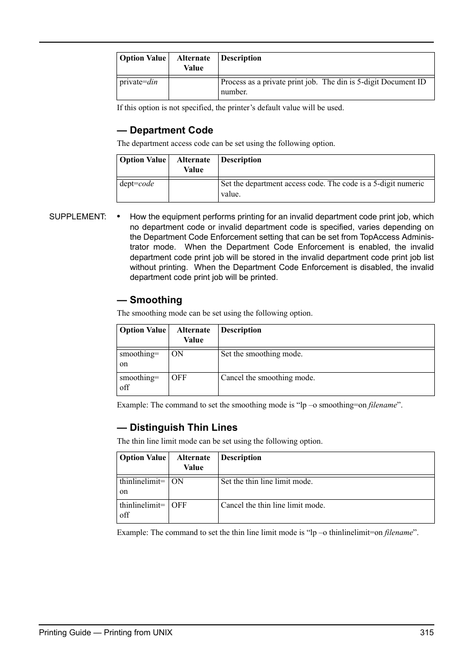 Department code, Smoothing, Distinguish thin lines | Department code smoothing distinguish thin lines | Toshiba ESTUDIO 3511 User Manual | Page 315 / 382