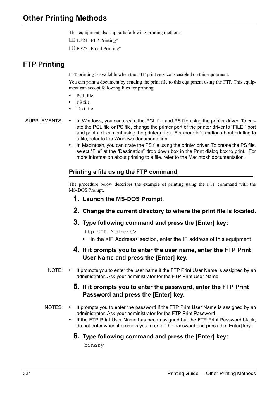 Other printing methods, Ftp printing, P.324 "ftp printing | Toshiba ESTUDIO 3511 User Manual | Page 324 / 382