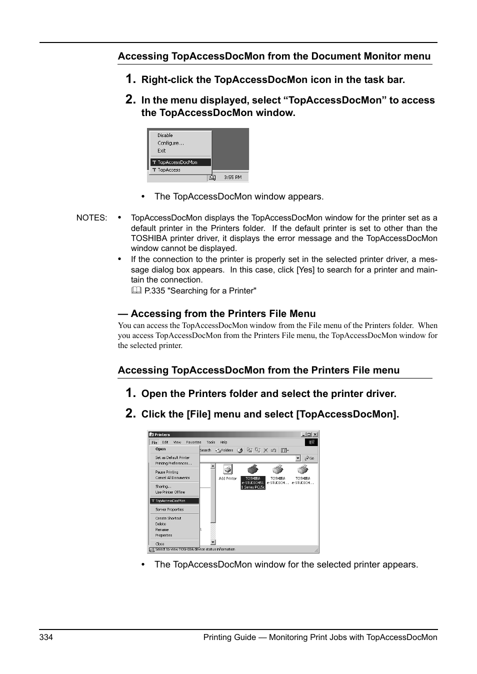Accessing from the printers file menu | Toshiba ESTUDIO 3511 User Manual | Page 334 / 382