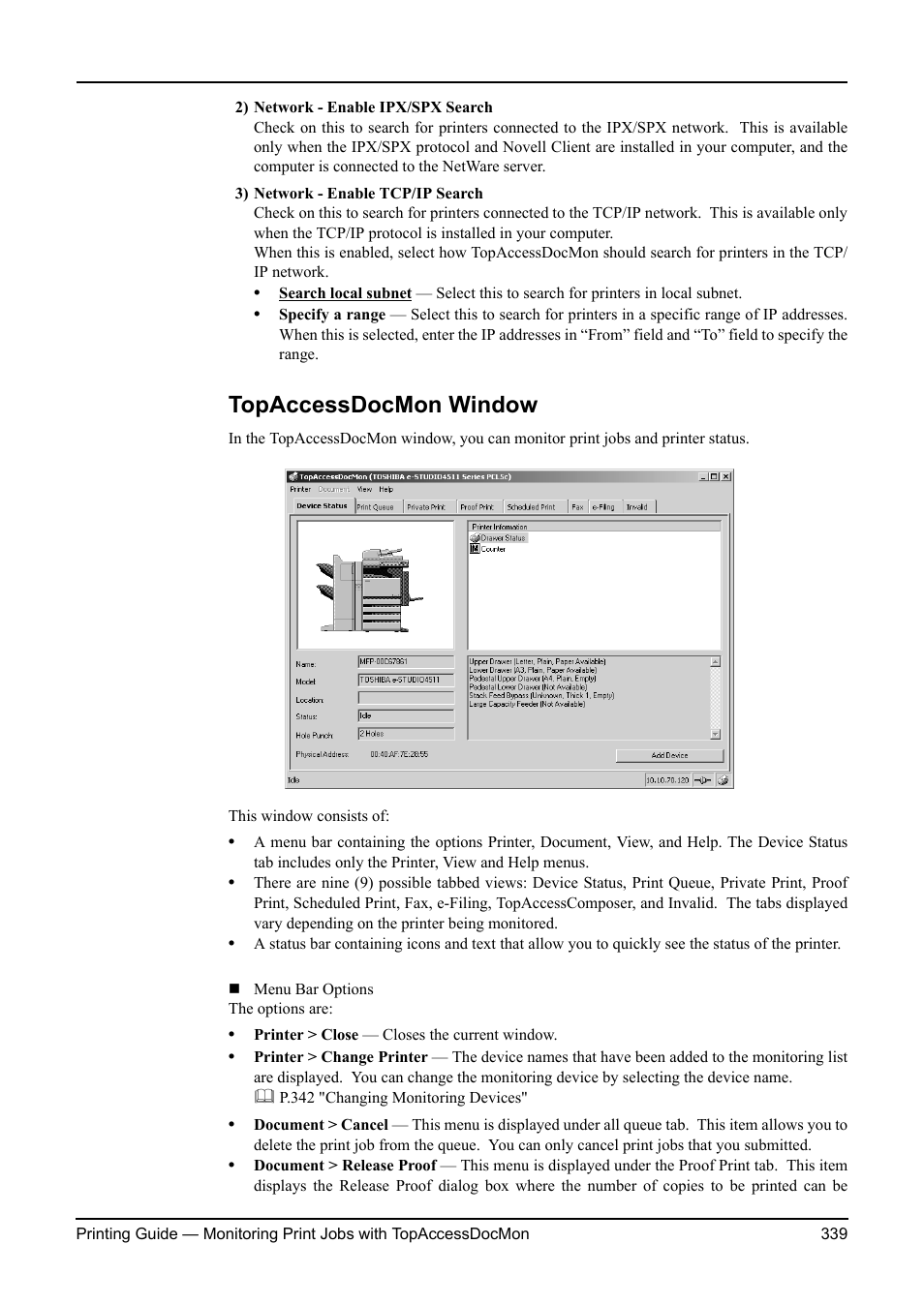 Topaccessdocmon window, P.339 "topaccessdocmon window | Toshiba ESTUDIO 3511 User Manual | Page 339 / 382
