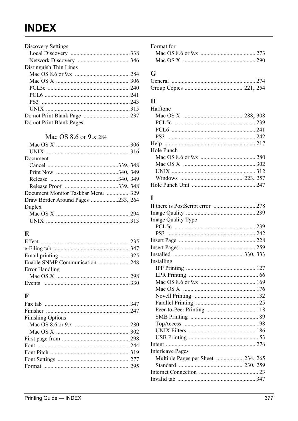 Index | Toshiba ESTUDIO 3511 User Manual | Page 377 / 382