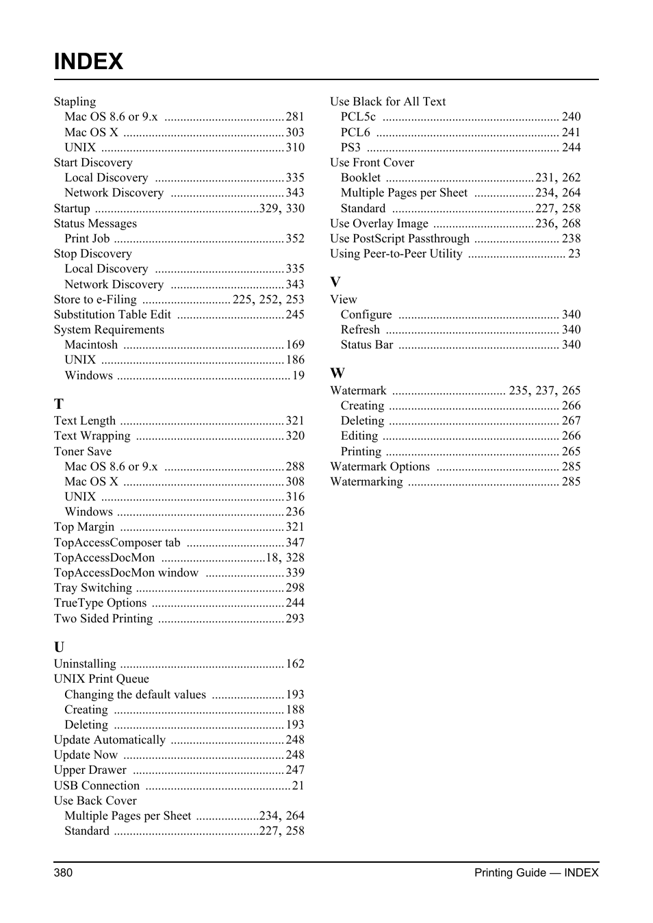 Index | Toshiba ESTUDIO 3511 User Manual | Page 380 / 382