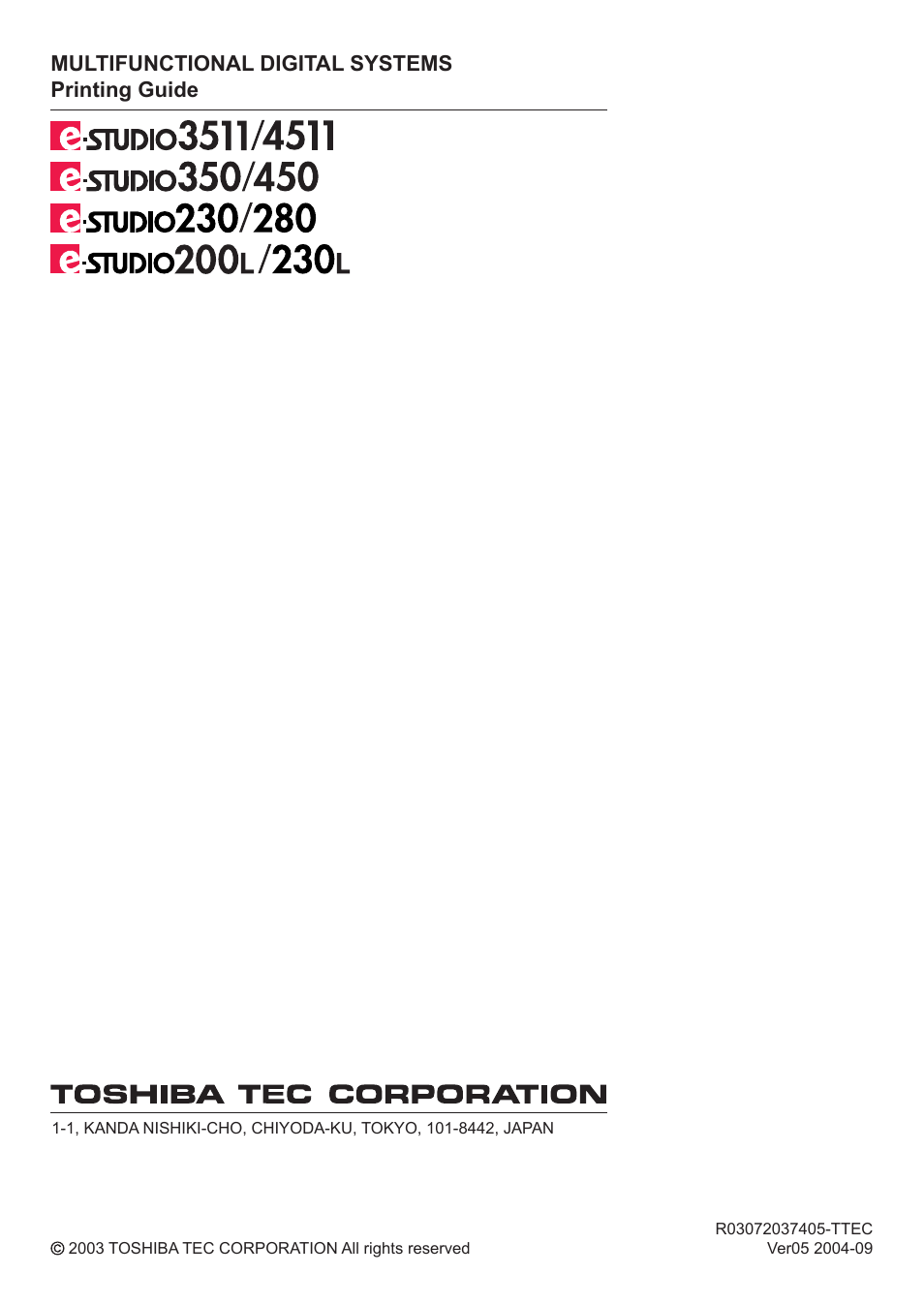 Multifunctional digital systems printing guide | Toshiba ESTUDIO 3511 User Manual | Page 382 / 382