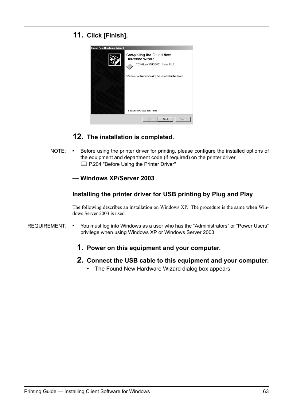 Windows xp/server 2003, P.63 "windows xp/server 2003 | Toshiba ESTUDIO 3511 User Manual | Page 63 / 382