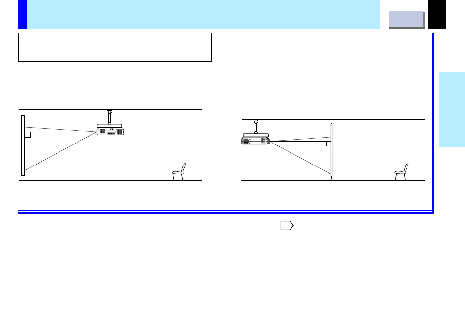 Celining mounted placement, Ceiling-mounted projector placement | Toshiba TLP-B2U User Manual | Page 20 / 67