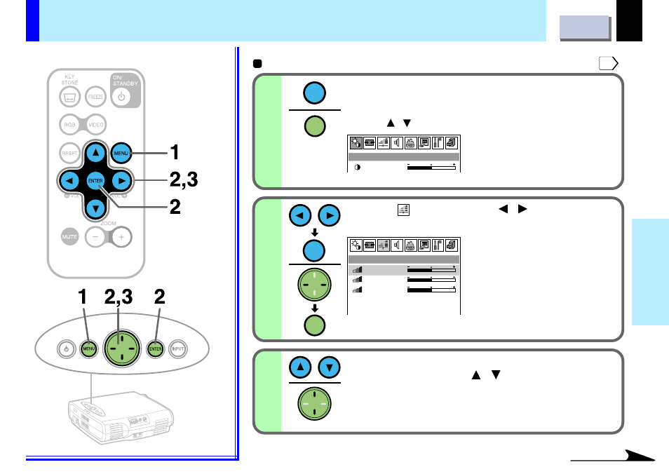 Rgb-level, Adjusting rgb-level (level adjustment), El adjustment | Toshiba TLP-B2U User Manual | Page 40 / 67