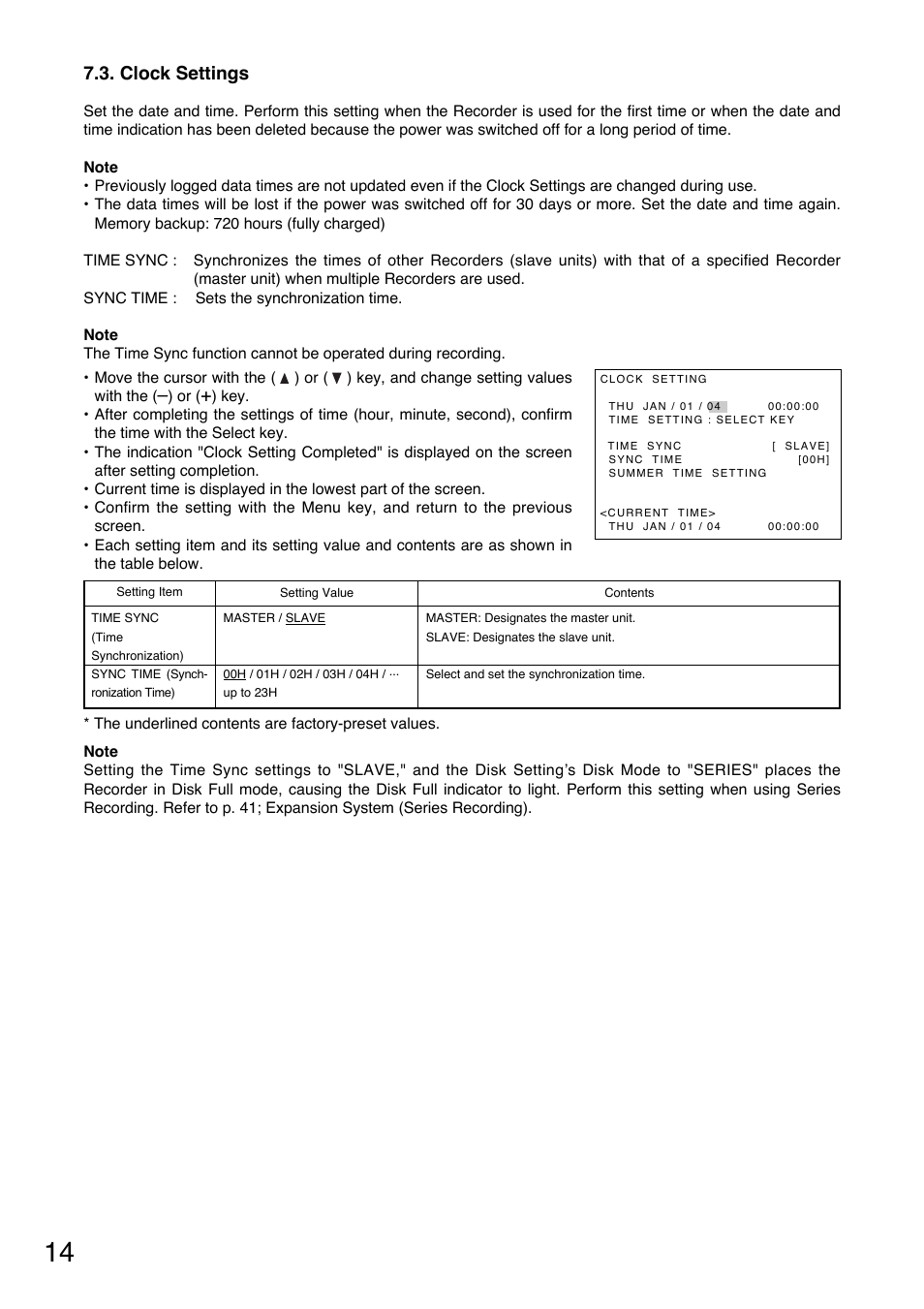 Clock settings | Toshiba C-DR0101 User Manual | Page 14 / 56