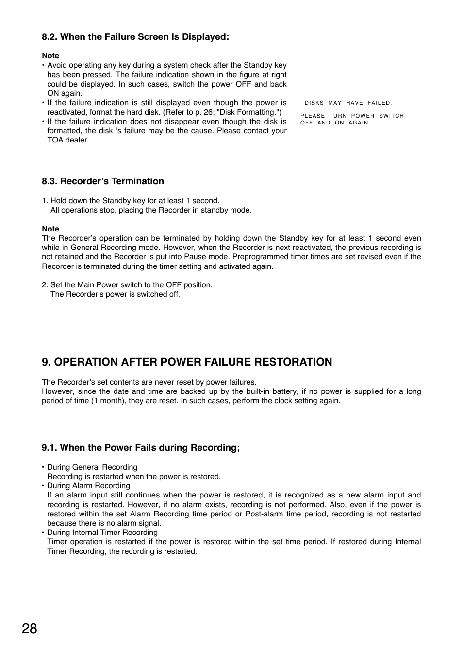 Operation after power failure restoration | Toshiba C-DR0101 User Manual | Page 28 / 56