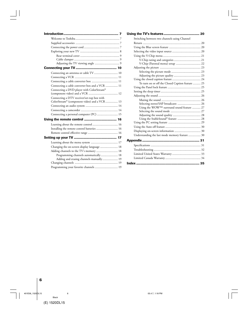 Toshiba 15DL15 User Manual | Page 6 / 36