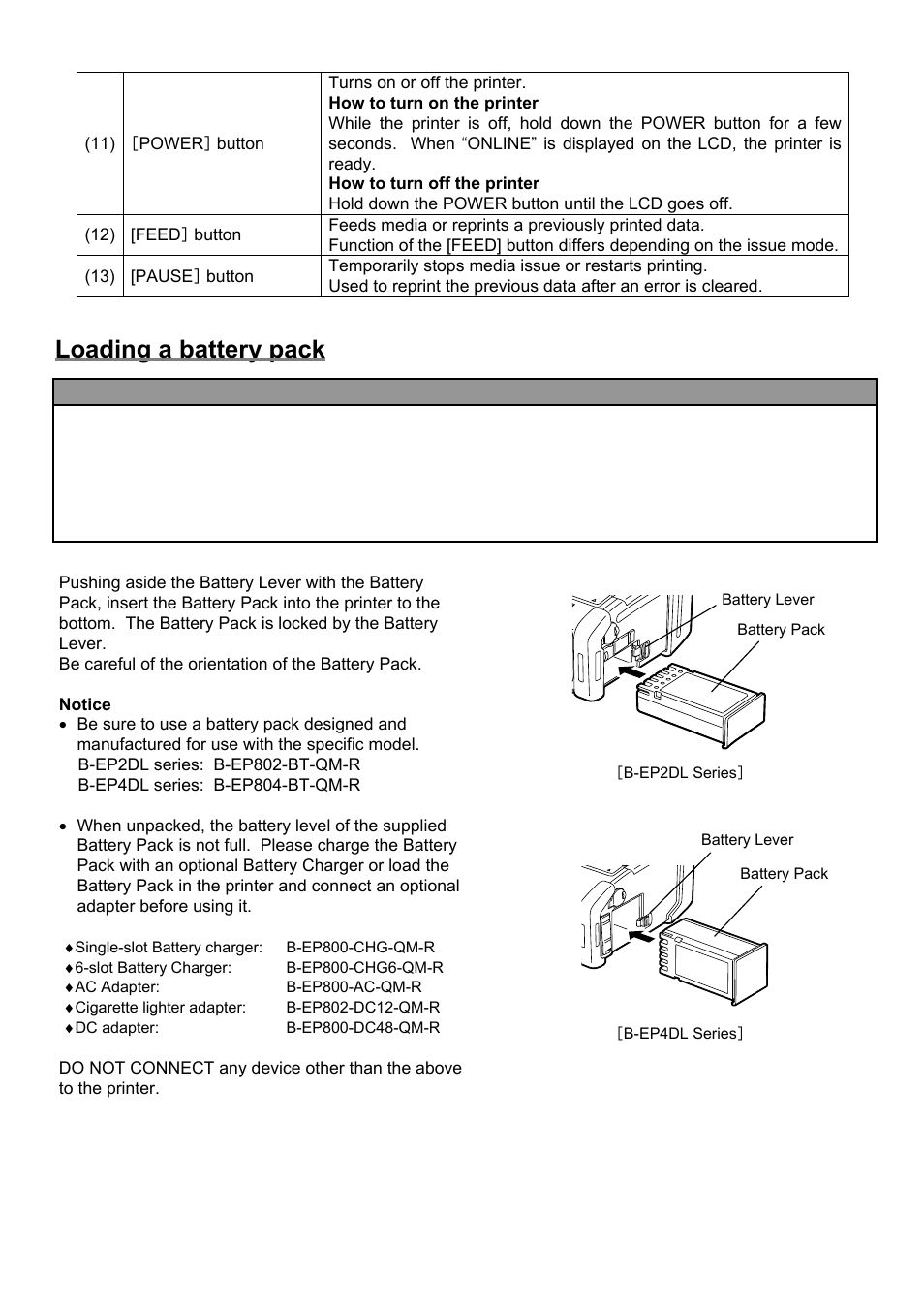 Loading a battery pack | Toshiba B-EP4DL User Manual | Page 10 / 28